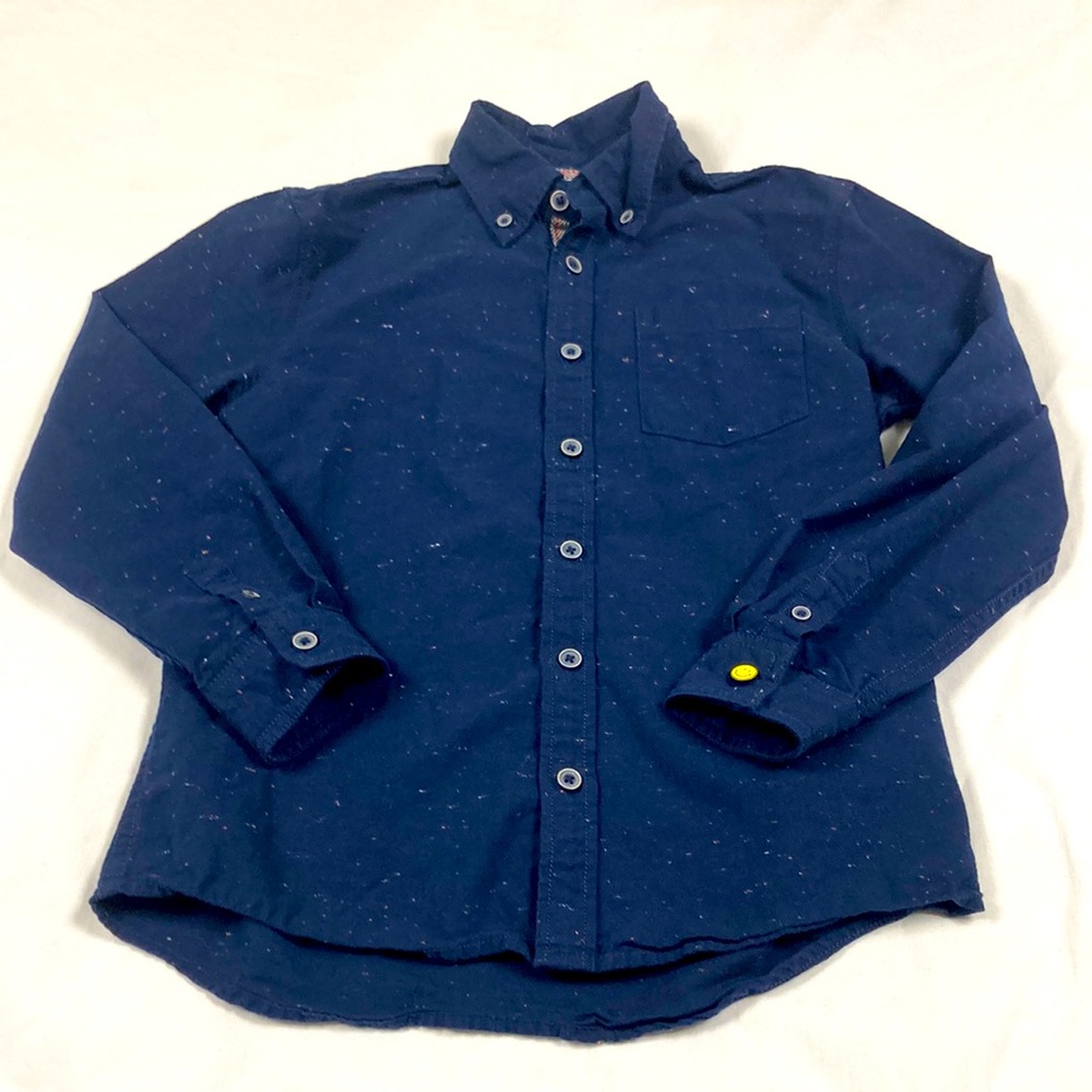 Gymboree boys speckled navy blue long sleeve button-down shirt size medium (7–8)